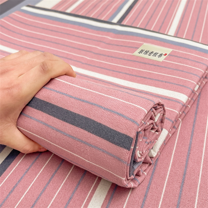 91家纺网 家纺一手货源 找家纺 美梦里 2025新款无印老粗布床单凉席席子 豆蔻粉