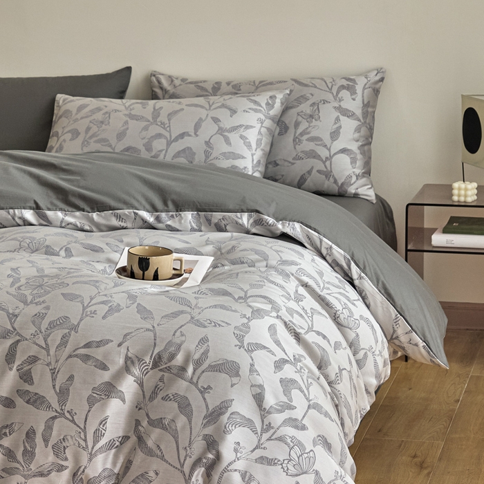 91家纺网 家纺一手货源 找家纺 琪格格纺织  2025新款色织天丝棉提花四件套 初叶