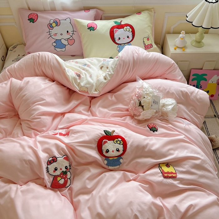 91家纺网 家纺一手货源 找家纺 一霖家纺 2025新款高克重云朵棉数码印花＋毛巾绣四件套