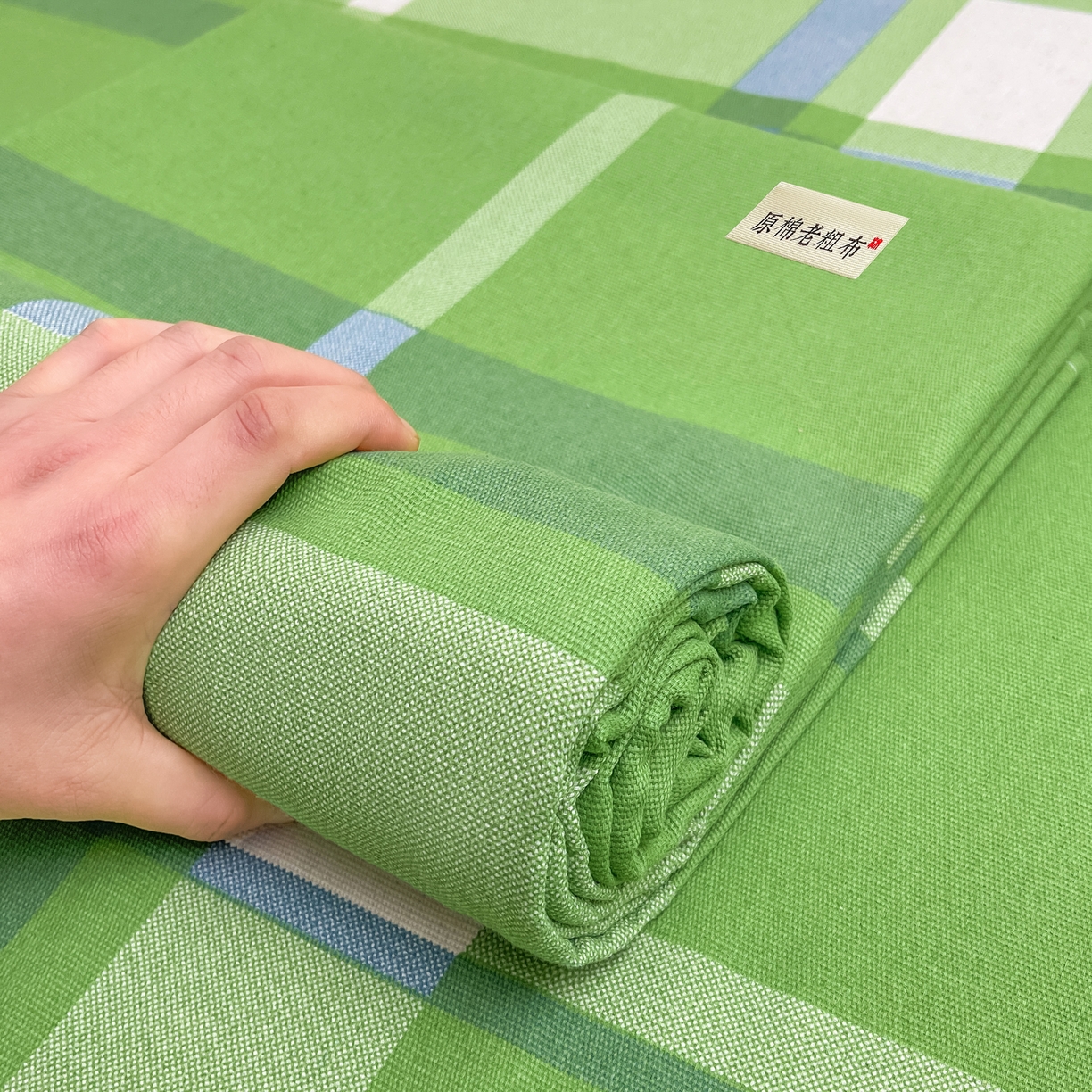 91家纺网 家纺一手货源 找家纺 美梦里 2025新款无印老粗布床单凉席席子 莉亚绿