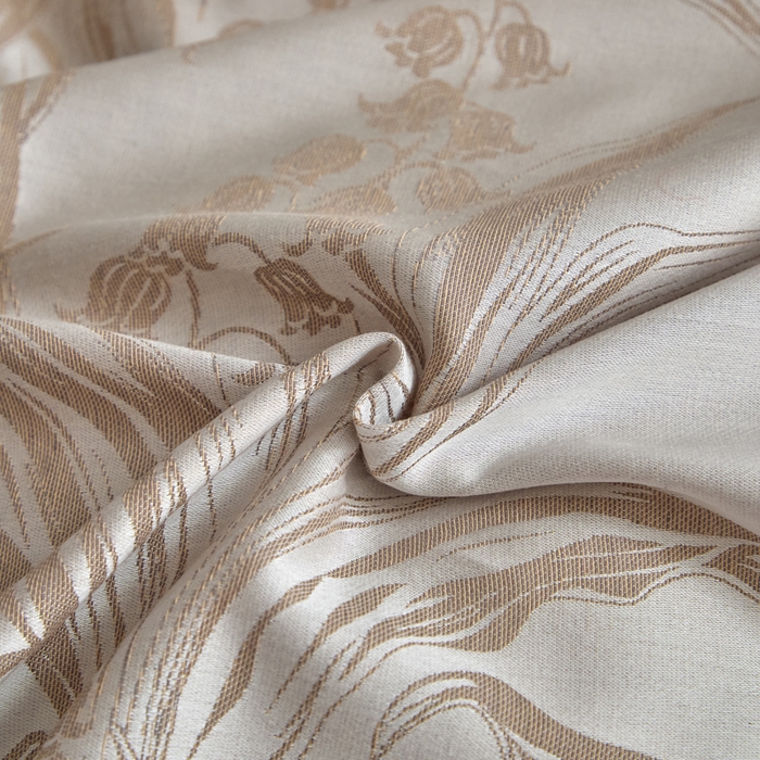 91家纺网 家纺一手货源 找家纺 琪格格纺织  2025新款色织天丝棉提花四件套 风铃草-咖