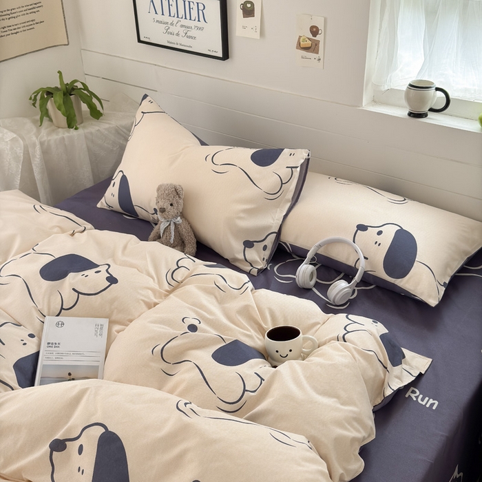 91家纺网 家纺一手货源 找家纺 （总）可可家纺 2025新款印花卡通芦荟棉四件套亲肤床单被套三件套