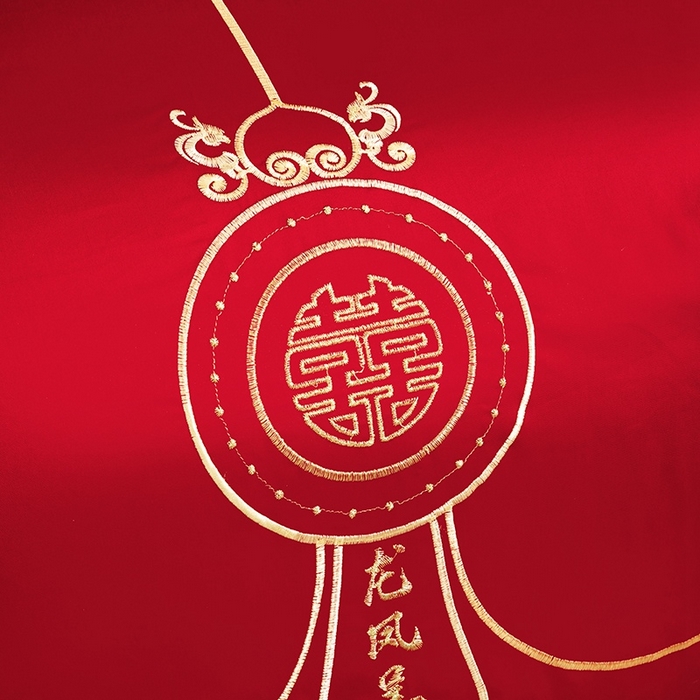 91家纺网 家纺一手货源 找家纺 晶缦家纺 2025新款喷气全棉13376婚庆绣花四件套 龙章凤姿