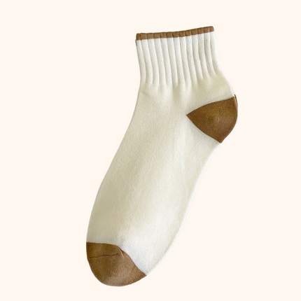 良品汇馆女脚跟撞色短袜 咖色