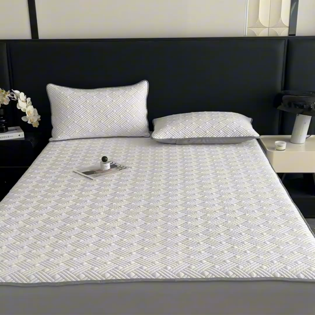 91家纺网 家纺一手货源 找家纺 欧邦 2025新款加厚PE中分子凉感豆豆软席-极简系列 床笠款-极简-紫