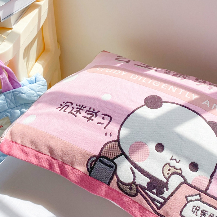 91家纺网 家纺一手货源 找家纺 美宜家 2025新款40*60儿童纯棉A类纱布枕巾乳胶专用高档枕巾 优秀 一对