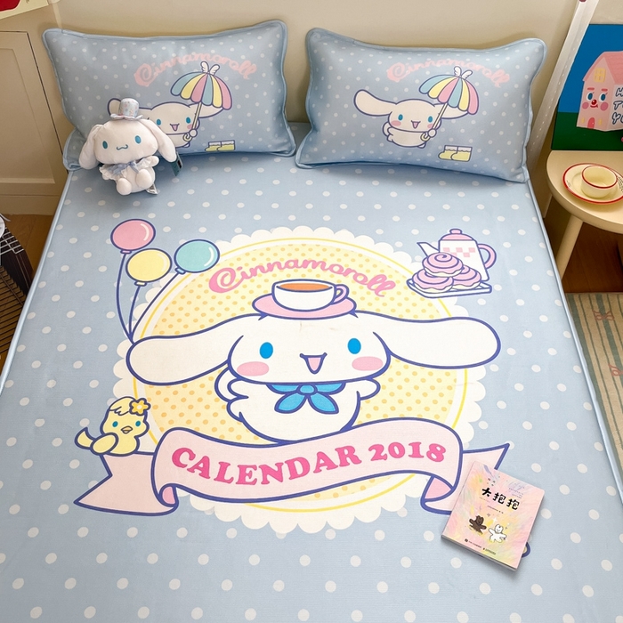 91家纺网 家纺一手货源 找家纺  博雅新款三丽欧A类大版数码印花1200D冰丝凉席-床笠款 欢乐玉桂狗