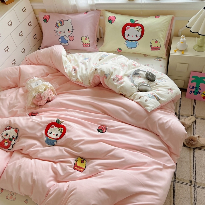 91家纺网 家纺一手货源 找家纺 一霖家纺 2025新款高克重云朵棉数码印花＋毛巾绣四件套