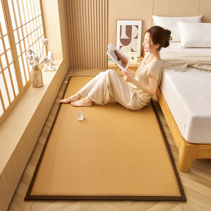 91家纺网 家纺一手货源 找家纺 锦丝钰床垫  2025新款高端Pe冷感藤席地铺垫 PE 黄