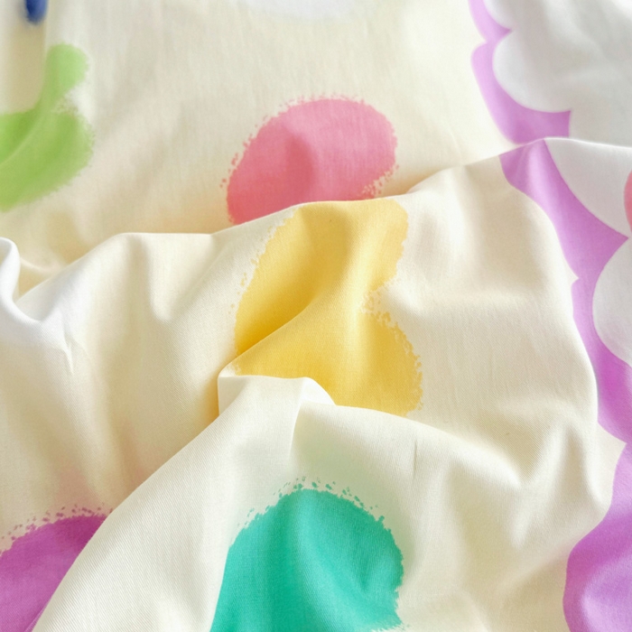 91家纺网 家纺一手货源 找家纺 添越 2024新款雪纺蕾丝款纯棉床盖四件套小彩虹