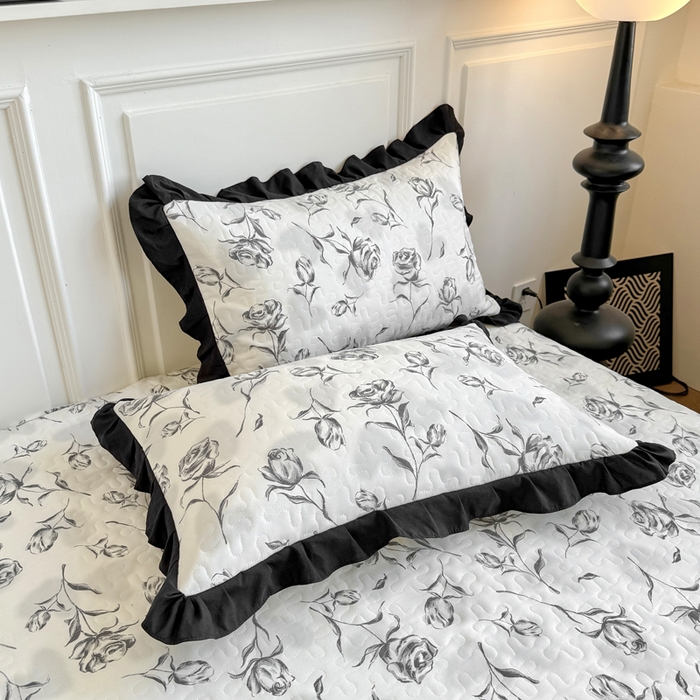 91家纺网 家纺一手货源 找家纺 绣女坊 2025新款时尚印花水洗棉被套款床盖四件套-赫本风 赫本风-玫瑰