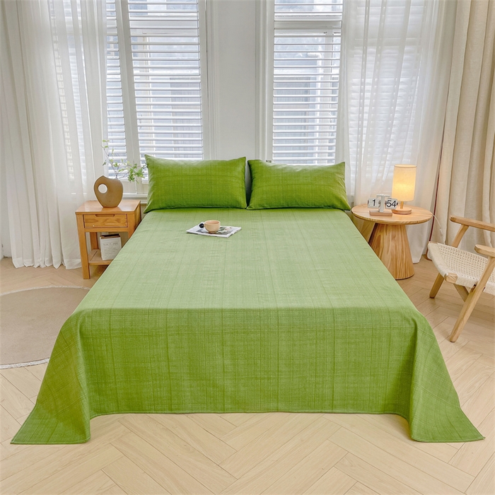 91家纺网 家纺一手货源 找家纺 美梦里 2025新款无印老粗布床单凉席席子 千草绿