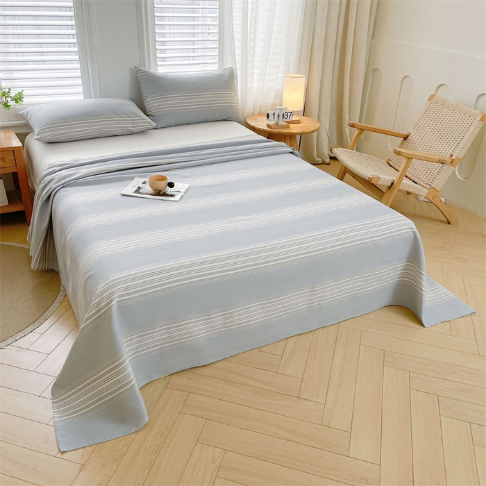 91家纺网 家纺一手货源 找家纺 美梦里 2025新款无印老粗布床单凉席席子 流年灰