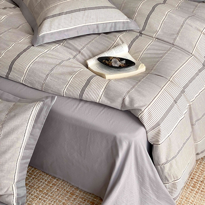 91家纺网 家纺一手货源 找家纺 旷野2025新款全棉纯棉色织空气层提花泡泡纱四件套 悉尼海岸-灰