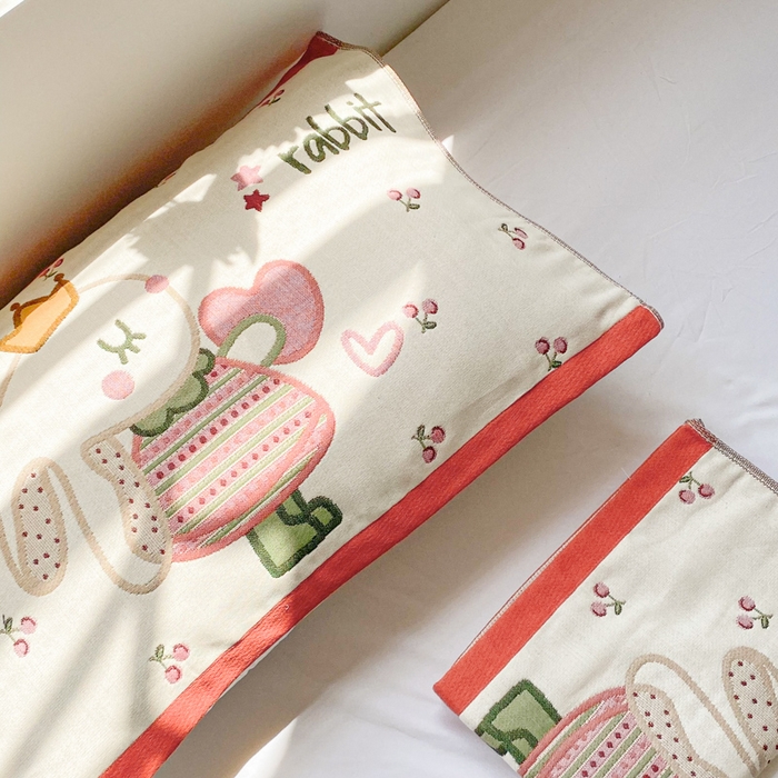 91家纺网 家纺一手货源 找家纺 美宜家 2025新款40*60儿童纯棉A类纱布枕巾乳胶专用高档枕巾 爱心公主 一只