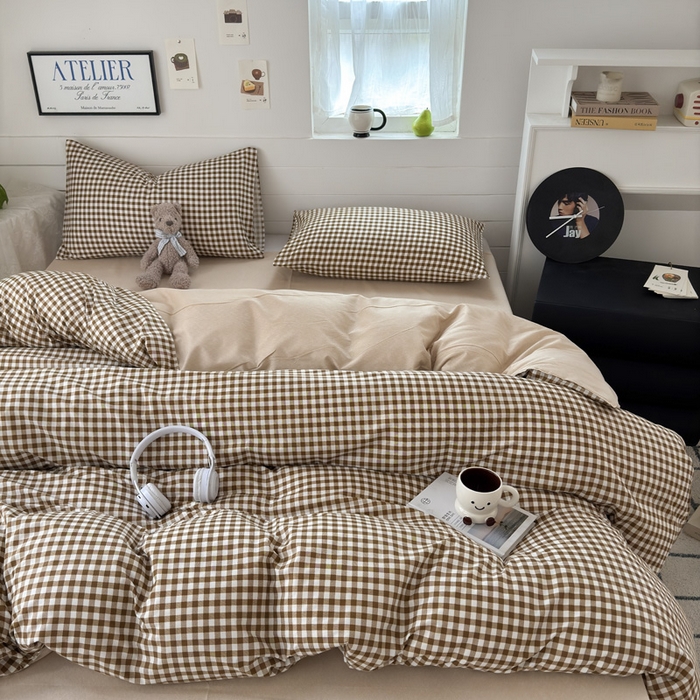 91家纺网 家纺一手货源 找家纺 可可家纺 2025新款印花卡通芦荟棉四件套亲肤床单被套三件套 驼小格