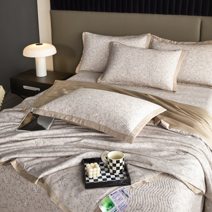 91家纺网 家纺一手货源 找家纺 （总）莎果 2025春夏莫代尔印花高温砂洗床盖三件套四件套