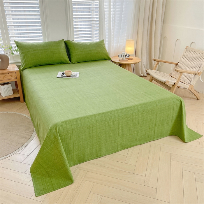 91家纺网 家纺一手货源 找家纺 美梦里 2025新款无印老粗布床单凉席席子 千草绿