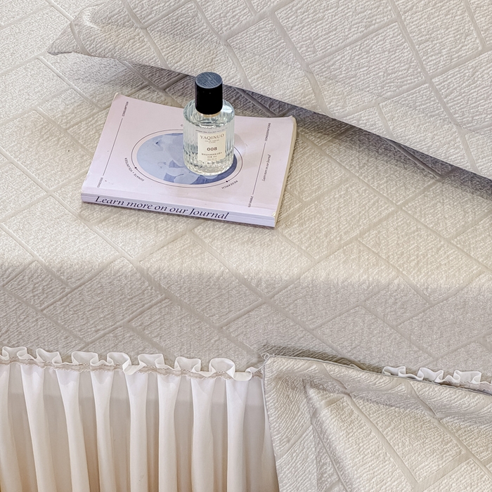 91家纺网 家纺一手货源 找家纺 棉生活家纺 2025新款高端款冰离子超软按摩凉席 方格-香槟-床笠款