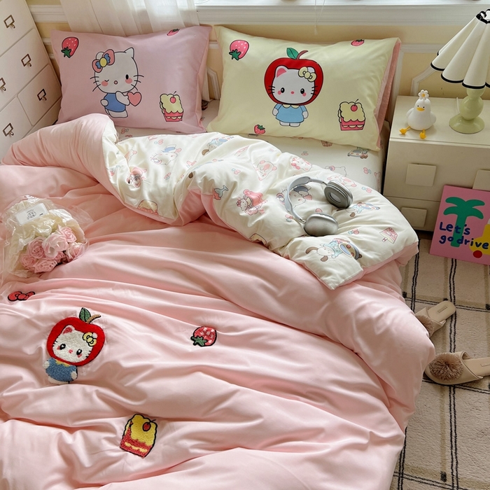 91家纺网 家纺一手货源 找家纺 一霖家纺 2025新款高克重云朵棉数码印花＋毛巾绣四件套