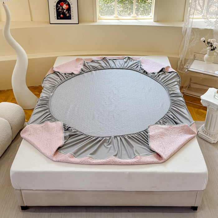 91家纺网 家纺一手货源 找家纺 棉生活家纺 2025新款高端款冰离子超软按摩凉席 豹纹-粉-床笠款