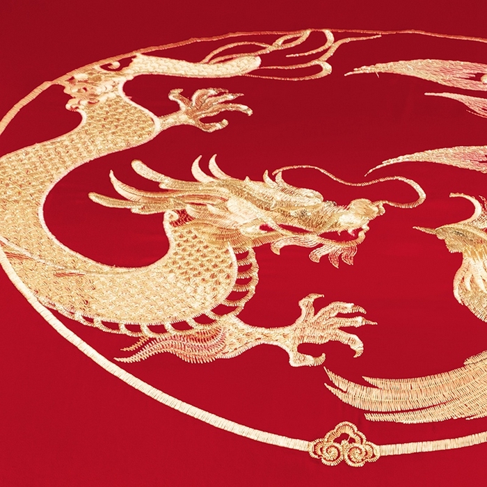 91家纺网 家纺一手货源 找家纺 晶缦家纺 2025新款喷气全棉13376婚庆绣花四件套 龙章凤姿