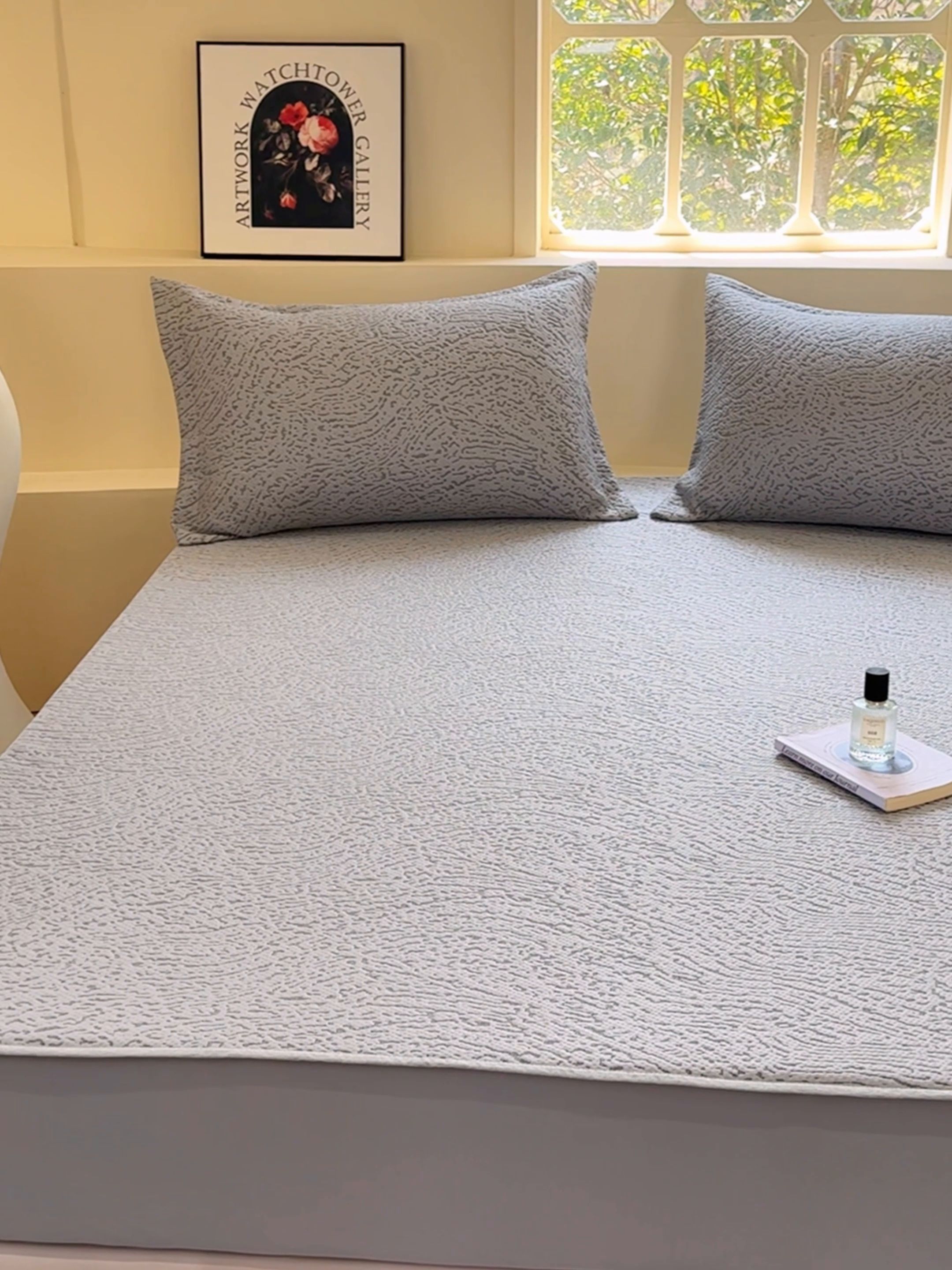 91家纺网 家纺一手货源 找家纺 棉生活家纺 2025新款高端款冰离子超软按摩凉席 豹纹-灰-床笠款