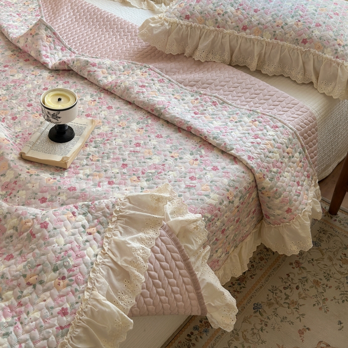 91家纺网 家纺一手货源 找家纺 （总）淑女公社家纺  2025春夏新款法式纯棉双层纱夏被床盖四件套