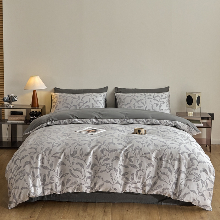 91家纺网 家纺一手货源 找家纺 琪格格纺织  2025新款色织天丝棉提花四件套 初叶