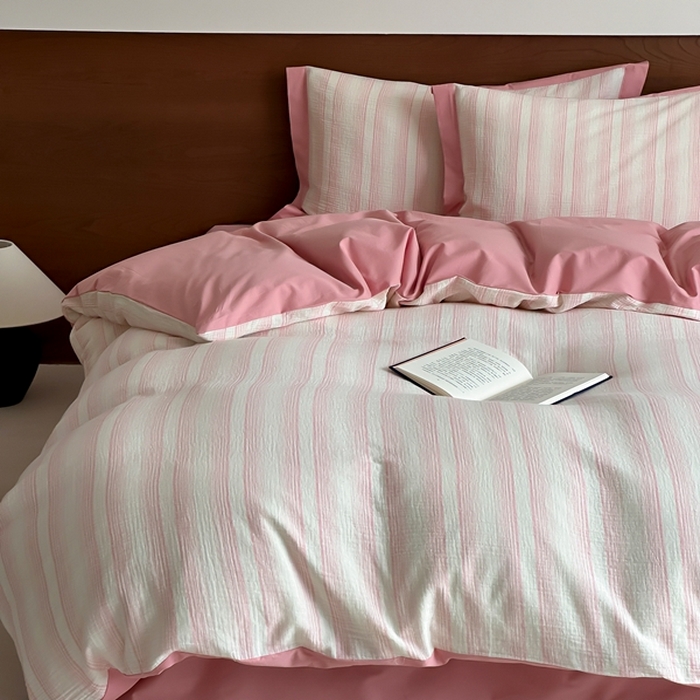 91家纺网 家纺一手货源 找家纺 （总）旷野2025新款全棉纯棉A类婴幼儿级双层纱皱皱纱四件套