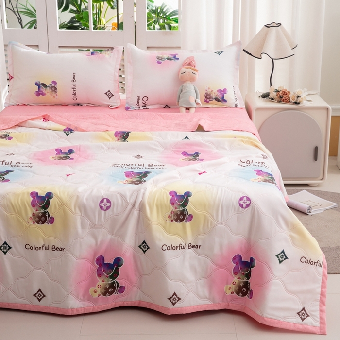 91家纺网 家纺一手货源 找家纺 乐居坊2025新款亲肤舒适印花芦荟棉夏凉被四件套 疯狂世界