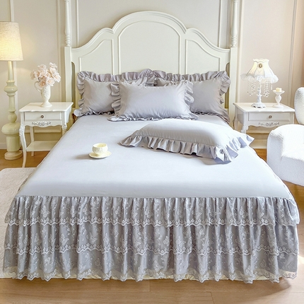 91家纺网 家纺一手货源 找家纺 （总）乐朵家居 2025新款 25-2 蝶影 蕾丝床裙 