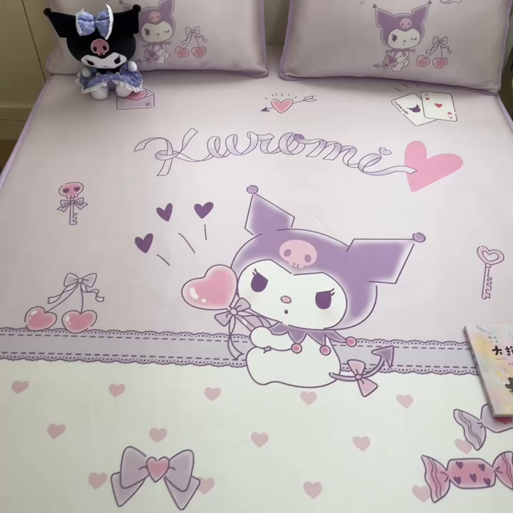 91家纺网 家纺一手货源 找家纺  博雅新款三丽欧A类大版数码印花1200D冰丝凉席-床笠款 气球库洛米