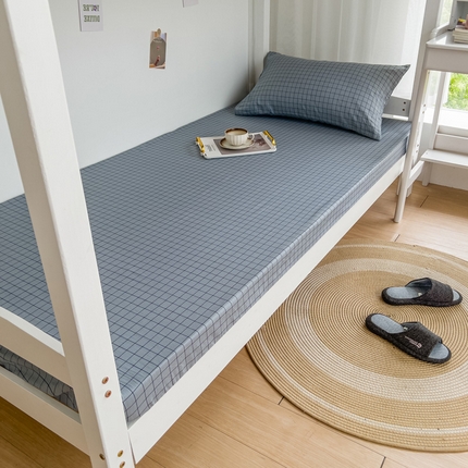 宅部落 2025新款全棉学生宿舍褥子套纯棉床垫套单床笠 蓝小格