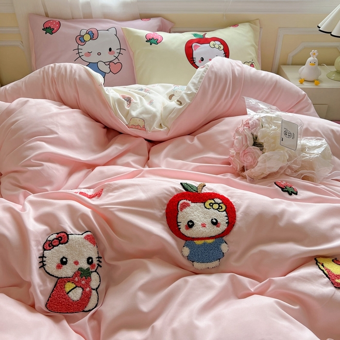 91家纺网 家纺一手货源 找家纺 一霖家纺 2025新款高克重云朵棉数码印花＋毛巾绣四件套