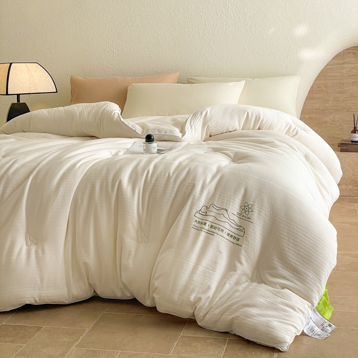 91家纺网 家纺一手货源 找家纺 圣梦莱羽绒家纺 2025新款全棉水洗棉冬被超柔四季被提花30%大豆被芯夏凉被 冬被