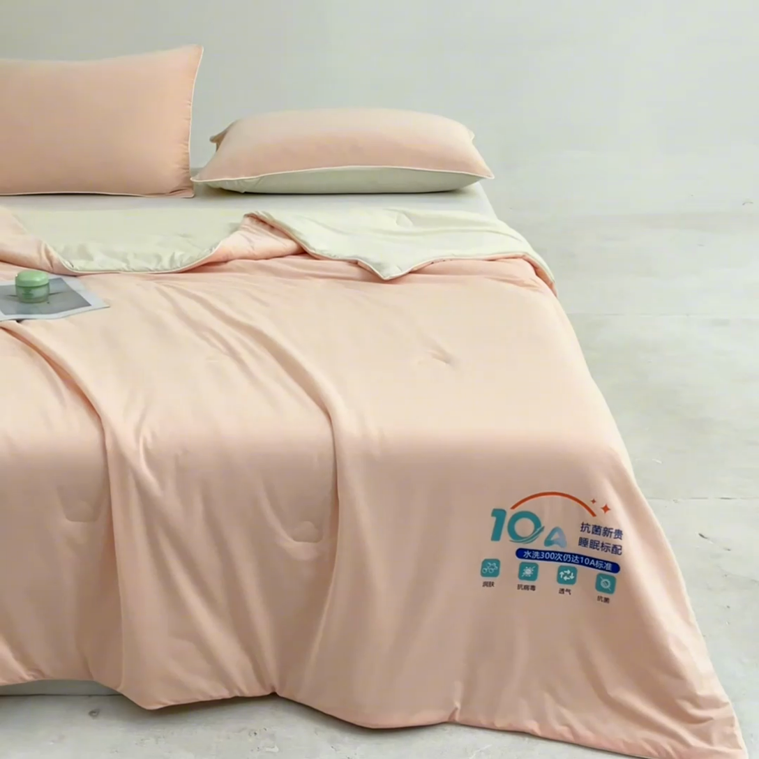 91家纺网 家纺一手货源 找家纺 宝士康家纺 2025春夏新款10A抗菌凉感丝夏被夏凉被空调被 山茶粉粉