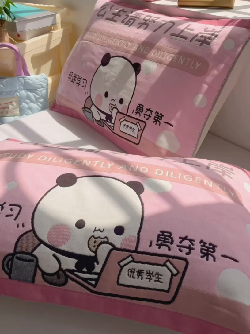 91家纺网 家纺一手货源 找家纺 美宜家 2025新款40*60儿童纯棉A类纱布枕巾乳胶专用高档枕巾 优秀 一对