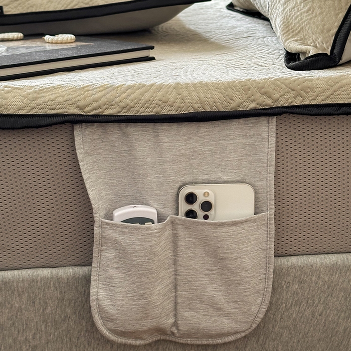 91家纺网 家纺一手货源 找家纺 圆岛家纺 2025新款3D高分子凉感浮雕提花软凉席床笠款三件套 漠语-咖