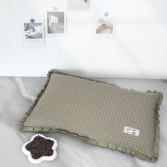91家纺网 家纺一手货源 找家纺 芯洲 2025年新款全棉双层纱荞麦克枕头枕芯 波点格-绿