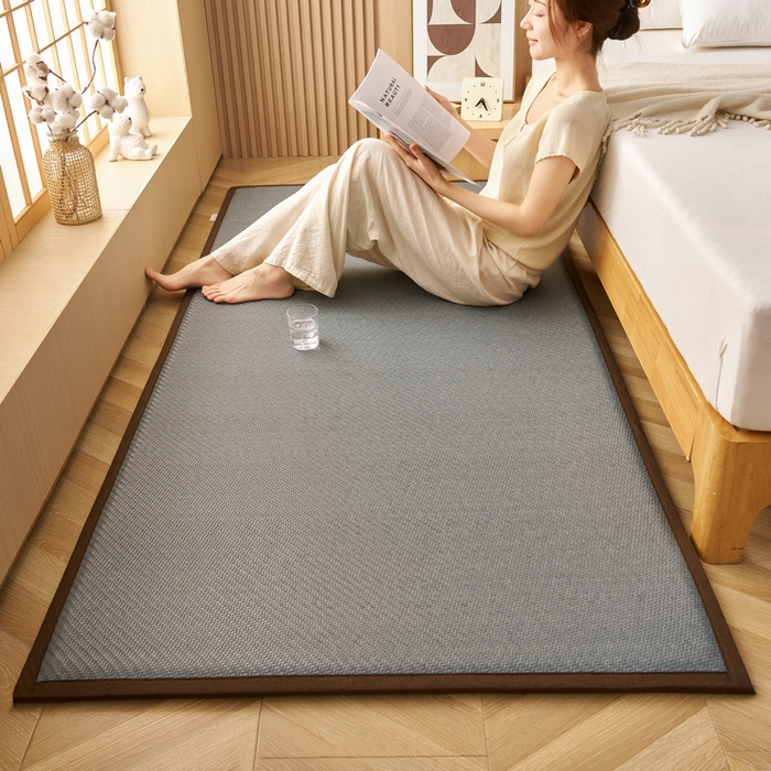 91家纺网 家纺一手货源 找家纺 锦丝钰床垫  2025新款高端Pe冷感藤席地铺垫 Pe青灰