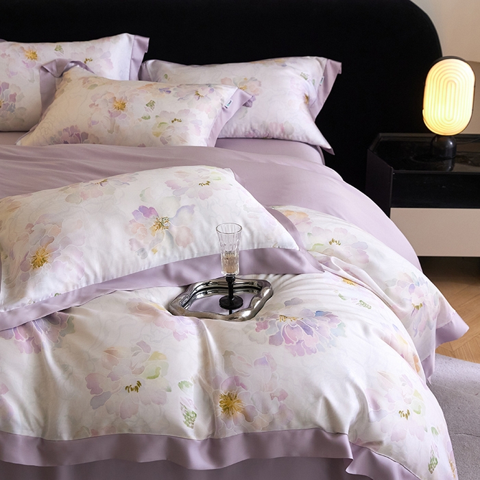 91家纺网 家纺一手货源 找家纺 禾时 2025新款60S兰精天丝印花四件套 绮梦