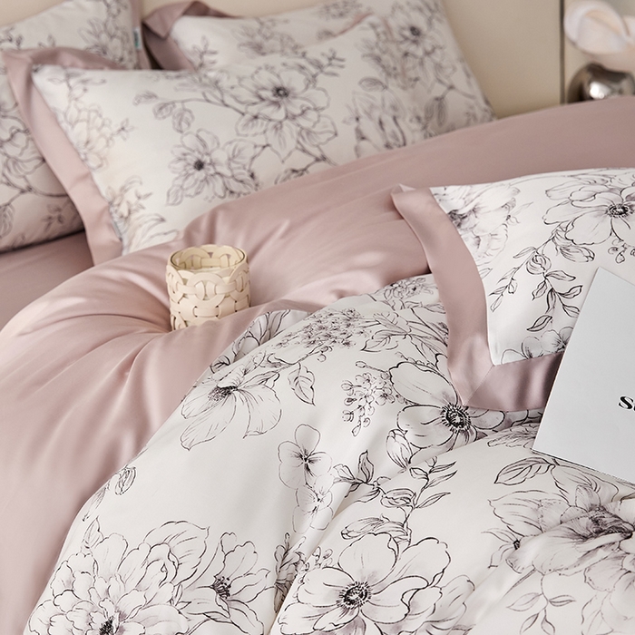 91家纺网 家纺一手货源 找家纺 禾时 2025新款60S兰精天丝印花四件套 晨烟