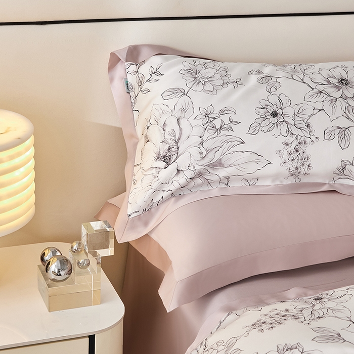 91家纺网 家纺一手货源 找家纺 禾时 2025新款60S兰精天丝印花四件套 晨烟