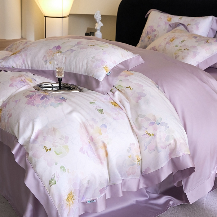 91家纺网 家纺一手货源 找家纺 禾时 2025新款60S兰精天丝印花四件套 绮梦