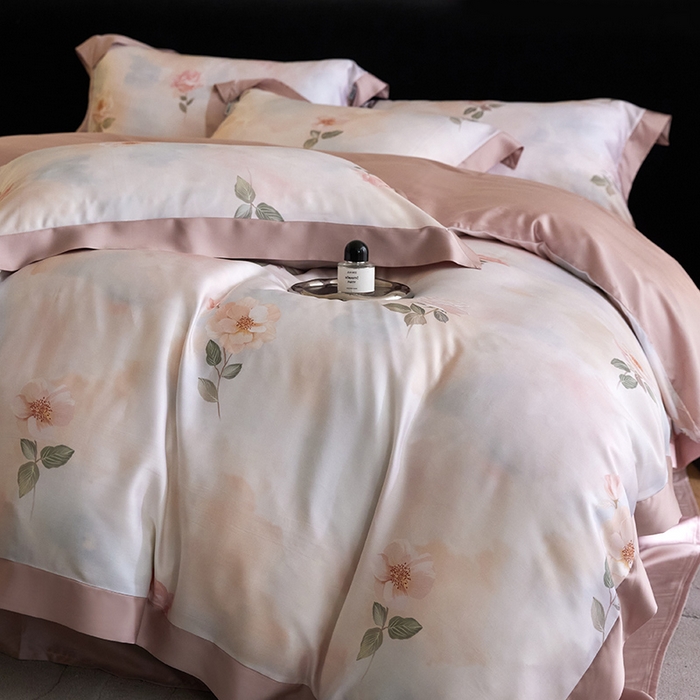 91家纺网 家纺一手货源 找家纺 禾时 2025新款60S兰精天丝印花四件套 安然