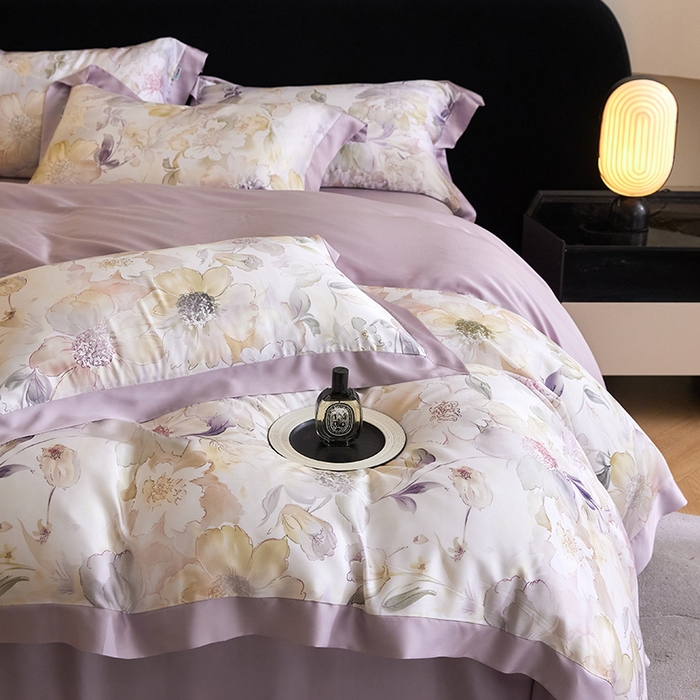 91家纺网 家纺一手货源 找家纺 禾时 2025新款60S兰精天丝印花四件套 锦绣