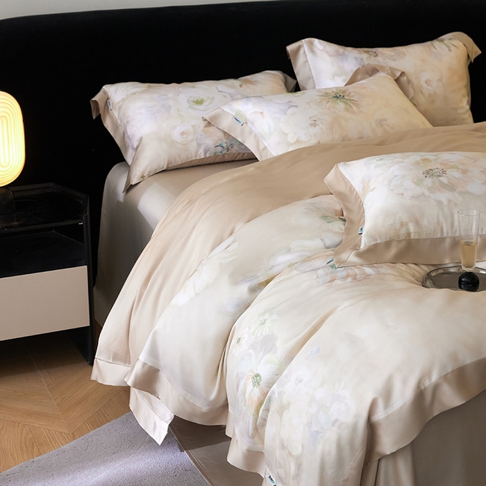 91家纺网 家纺一手货源 找家纺 禾时 2025新款60S兰精天丝印花四件套 初夏（米）