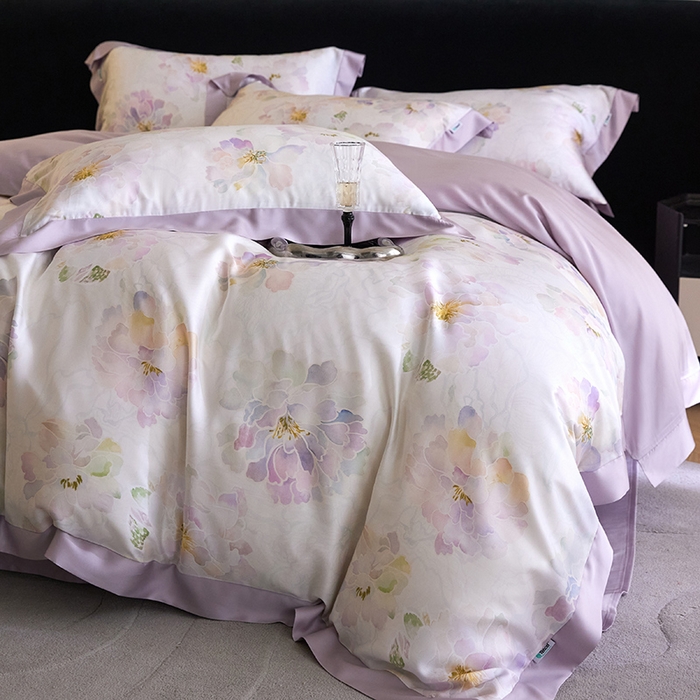 91家纺网 家纺一手货源 找家纺 禾时 2025新款60S兰精天丝印花四件套 绮梦