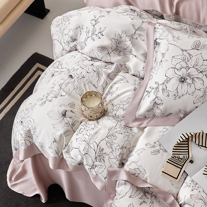 91家纺网 家纺一手货源 找家纺 禾时 2025新款60S兰精天丝印花四件套 晨烟